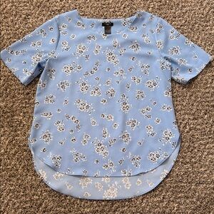 Ann Taylor Light Blue Floral Blouse